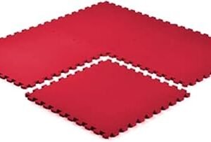 Eva Foam Interlocking Protective Gym flooring mats (Multicolor 4 Tiles 50 * 50 cm) (0.62 Inch In Thickness, Red)